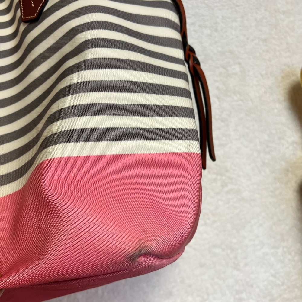 Dooney & Bourke Pink and Brown Canvas Tote with Leather Straps - Picture 6 of 14